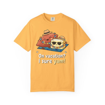 "On vacation? I sure yam!" Couples Tee — Cute Yam Butter Summer Vacation Vibes T-Shirt
