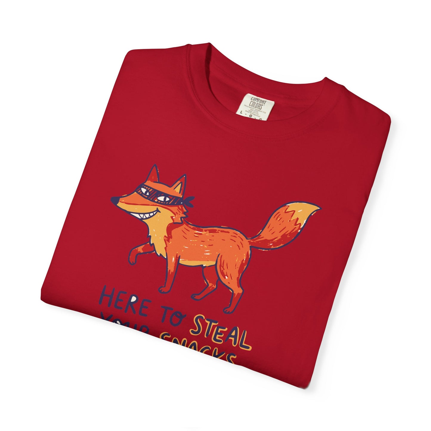 "Here to Steal Your Snacks" Graphic T-Shirt — Cute Snack Thief Fox Tee