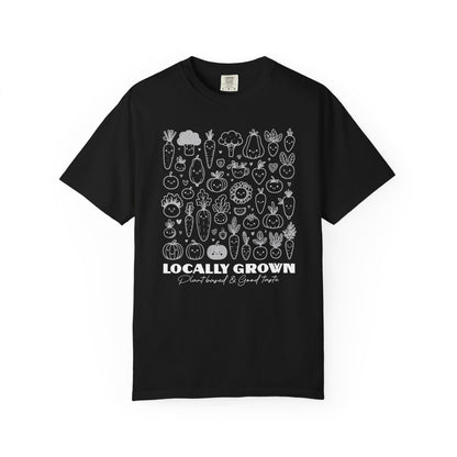 "Locally Grown: Plant Based & Good Taste" T-Shirt — Organic Vegan Farmer Garden Tee