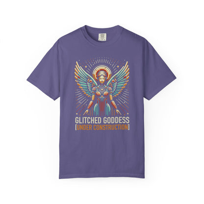 "Glitched Goddess (Under Construction)" T-Shirt — Unhinged Attitude Retro Sci‑Fi Graphic Tee