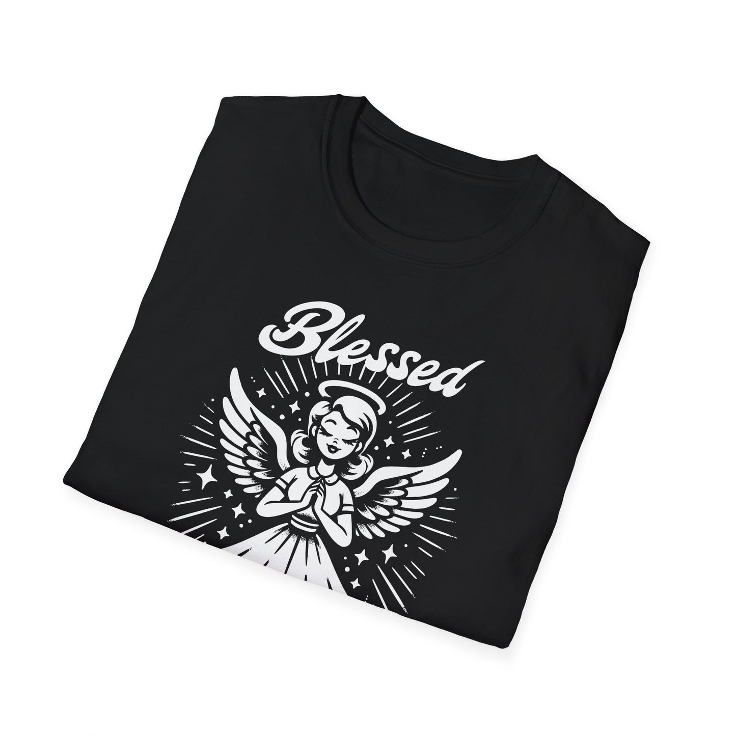 Blessed & Highly Stressed T-Shirt — Retro Angelic Graphic Tee
