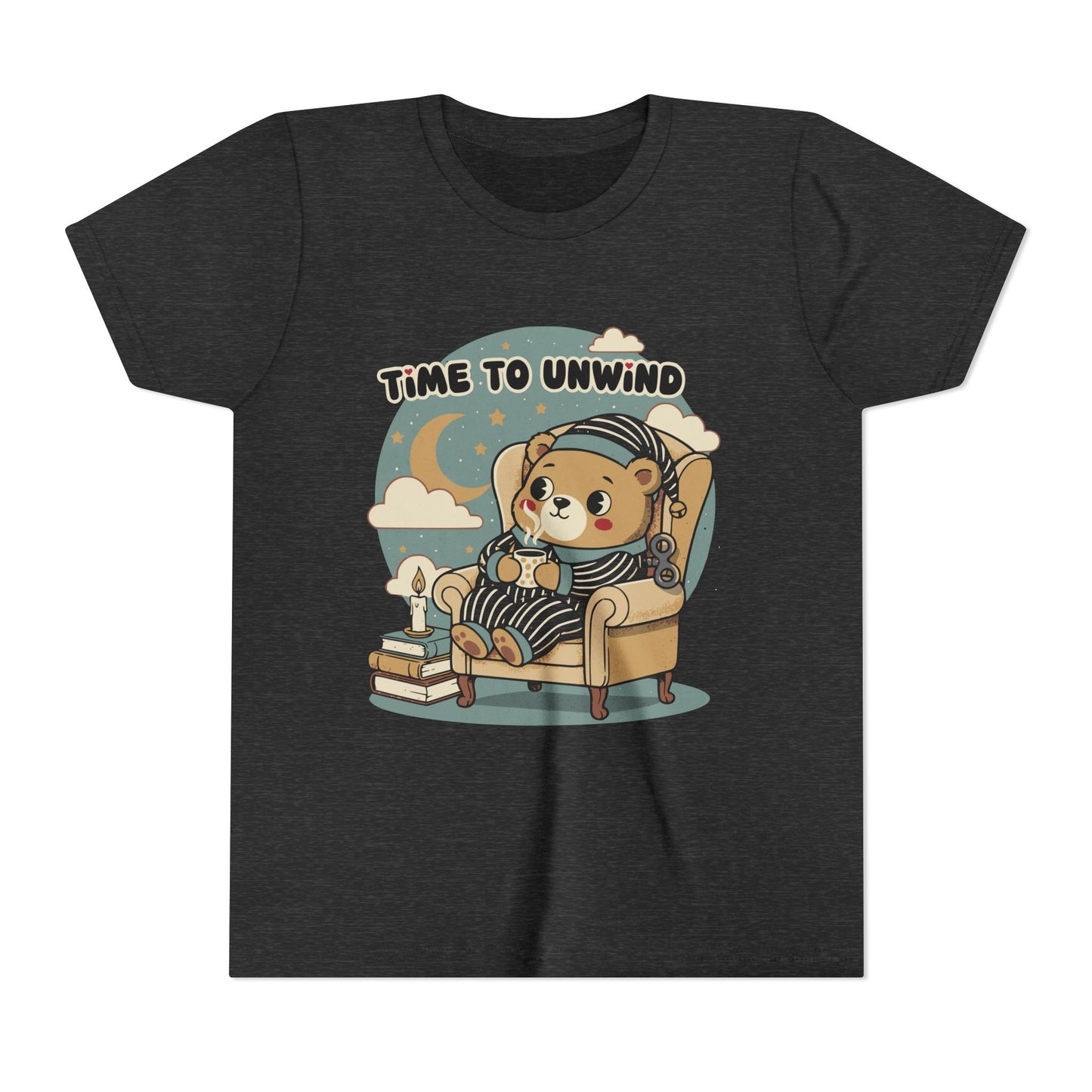 'Time to Unwind' Youth Tee — Windup Toy Bear Relaxing Graphic T-Shirt