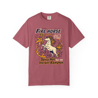 'Fire Horse' Spicy Hot Instant Ramyeon T-Shirt — Retro Lunar New Year Graphic Tee