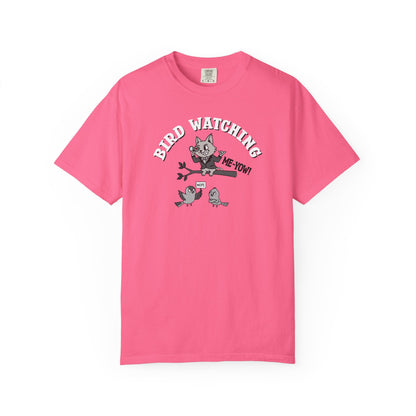'Bird Watching' T-Shirt — Vintage Cartoon Cat Calling Graphic Tee