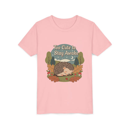 "Too Cute to Stay Awake" Hedgehog Youth Tee — Cute Sleeping Animal Kids Shirt