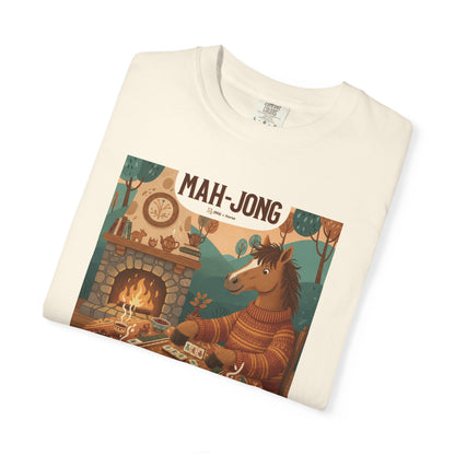 “Mah-Jong: A Stable Diet in the Year of the Horse” T-Shirt — Retro Cozy Mahjong Horse Design