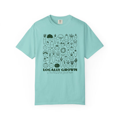 "Locally Grown: Plant Based & Good Taste" T-Shirt — Organic Vegan Farmer Garden Tee