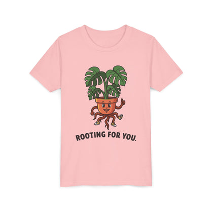 "Rooting For You" Youth Tee — Cute Plant Pot Support Graphic T-Shirt