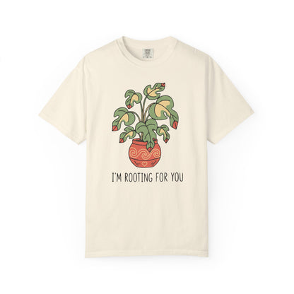"I’m Rooting For You" Plant Lover Support T-Shirt — Cute Potted Plant Tee