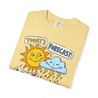 "Today's Forecast: A Mix of Fun and Louds" Tee — Playful Weather Cartoon T-Shirt