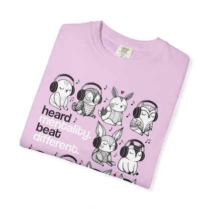 'Heard Mentality. Beat Different.' T-Shirt — Headphone Bunny Animals Graphic Tee