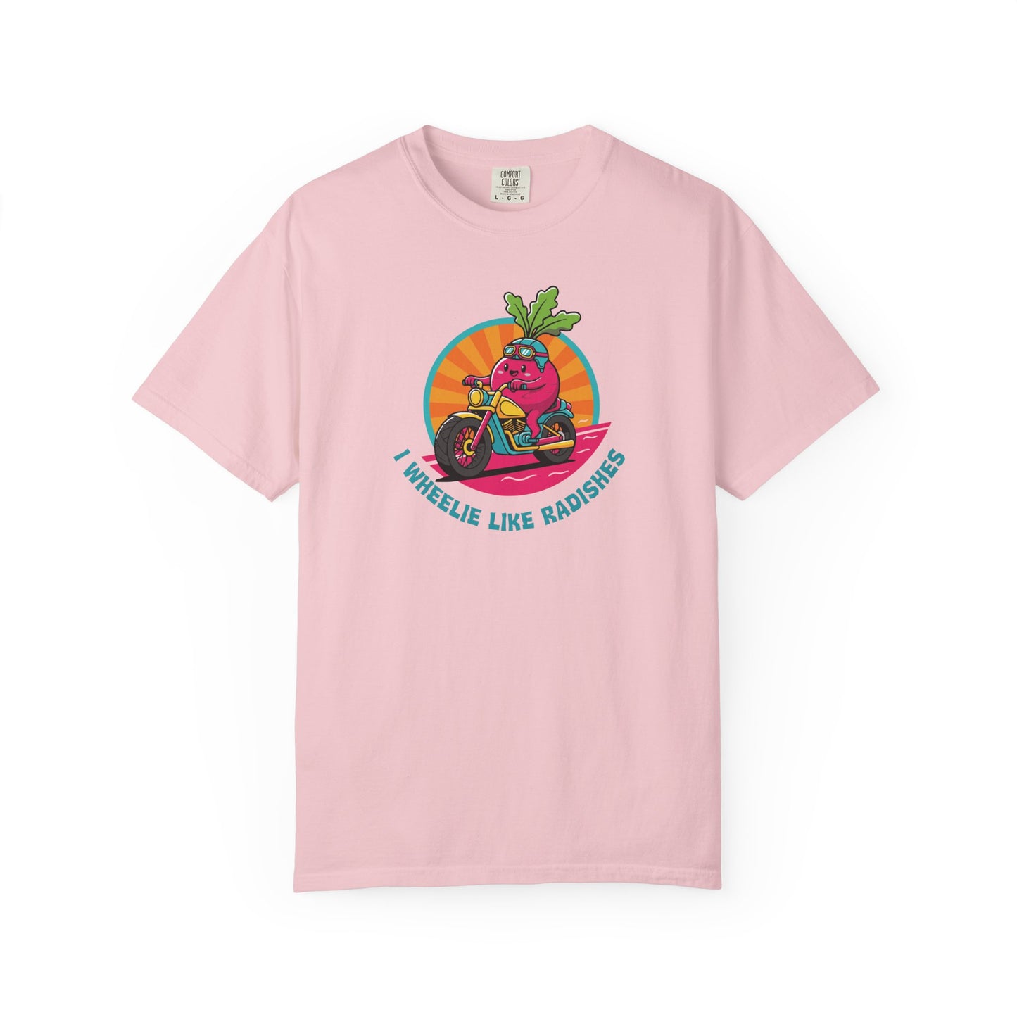 “Wheelie Like Radishes” T-Shirt —  Retro Radish Lover Vegan Cycling Graphic Tee