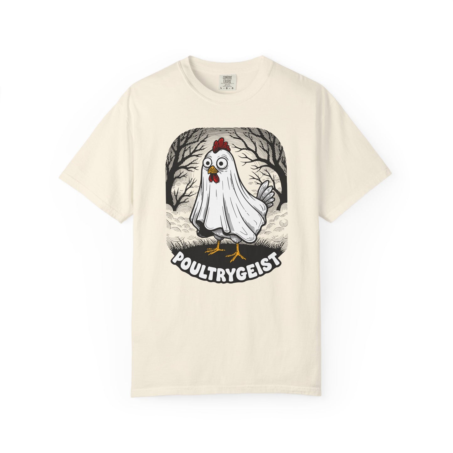 Poultrygeist T-Shirt — Funny Ghost Chicken Halloween Tee