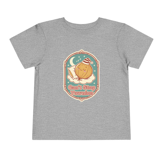 "Can't Stop Yawnion" Toddler Tee — Cute Sleeping Onion Graphic