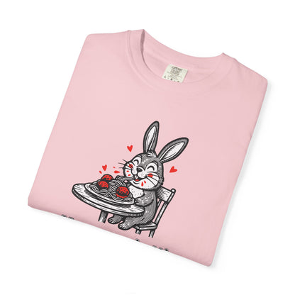 More Spaghetti Less Upsetti T-Shirt — Cute Bunny Pasta Graphic Tee