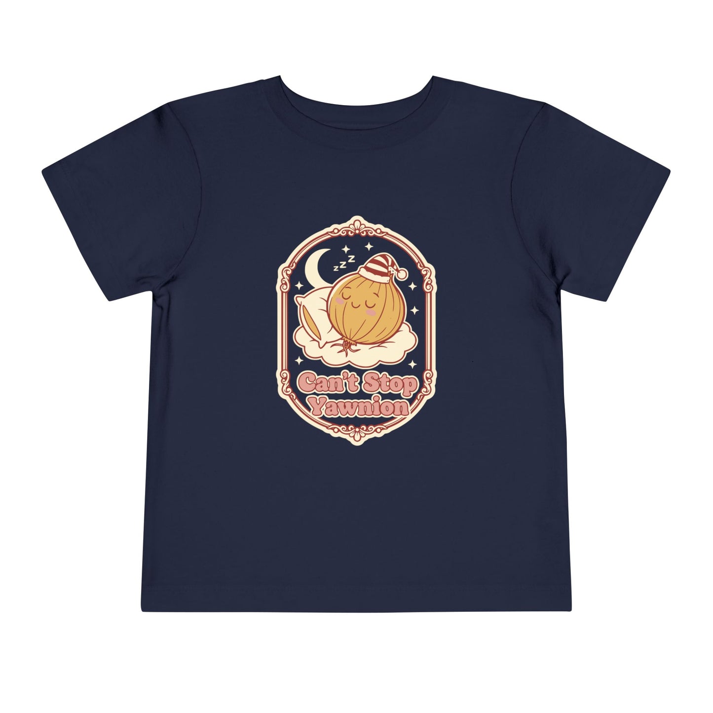 "Can't Stop Yawnion" Toddler Tee — Cute Sleeping Onion Graphic