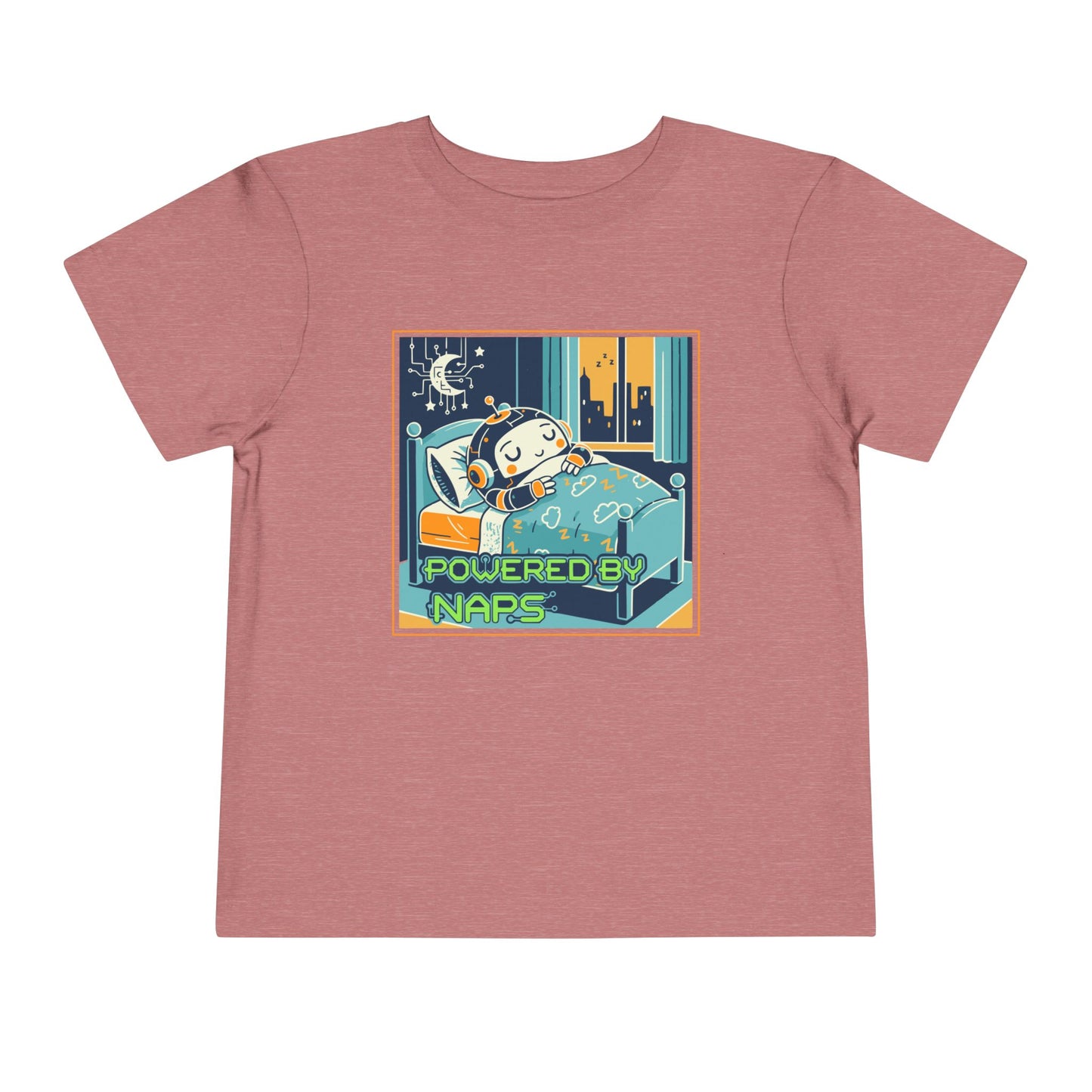 "Powered by Naps" Toddler Tee — Cute Sleepy Robot Android Graphic T-Shirt