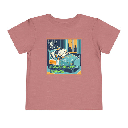 "Powered by Naps" Toddler Tee — Cute Sleepy Robot Android Graphic T-Shirt