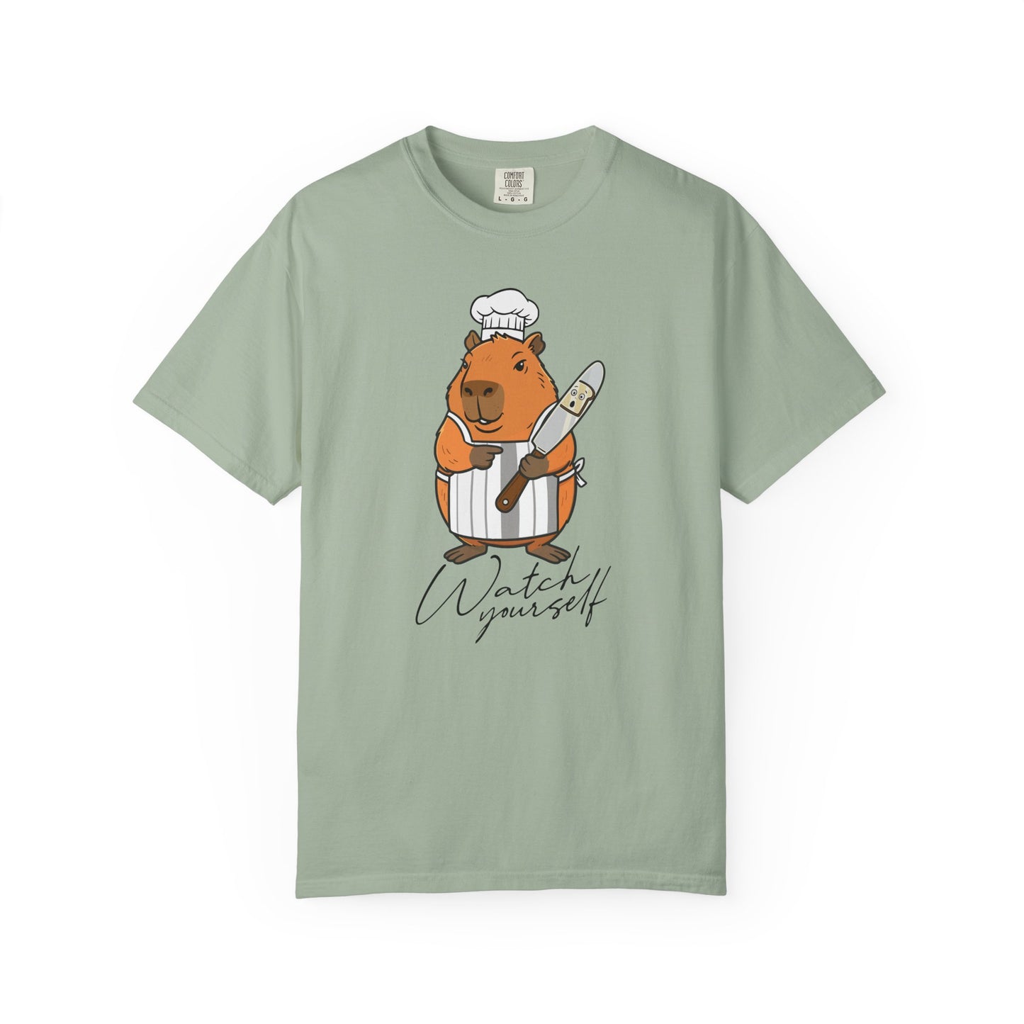 Capybara Chef T-Shirt — "Watch Yourself" Cute Cooking Animal Tee