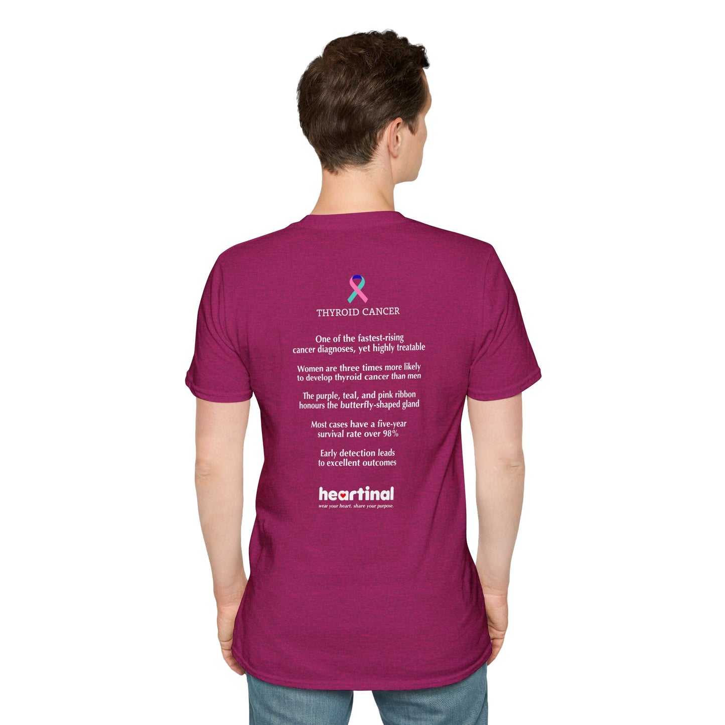 Teal Pink Blue Strong T-Shirt – Thyroid Cancer Awareness Ribbon Support Tee