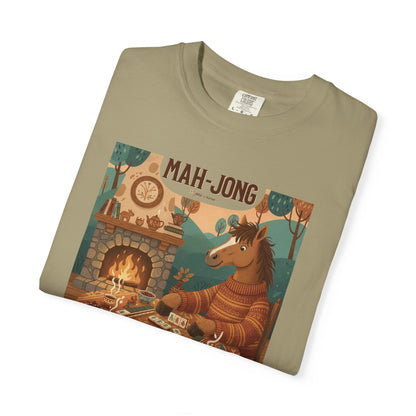 “Mah-Jong: A Stable Diet in the Year of the Horse” T-Shirt — Retro Cozy Mahjong Horse Design