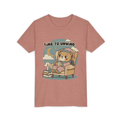 'Time to Unwind' Youth Tee — Windup Toy Bear Relaxing Graphic T-Shirt