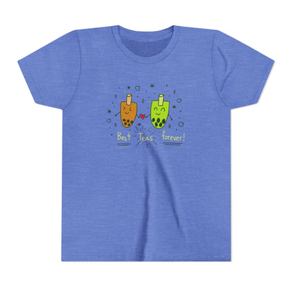 "Best Teas Forever" Youth Tee – Cute Bubble Tea Friends BFF Graphic T-Shirt