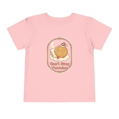 "Can't Stop Yawnion" Toddler Tee — Cute Sleeping Onion Graphic