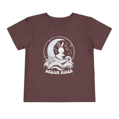 "Dream Rider" Toddler Tee — Sleepy Bunny Moon Surfer Graphic T-Shirt