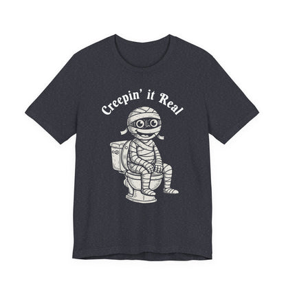 "Creepin' It Real" Vintage Tee - Funny Mummy on a Potty T-Shirt