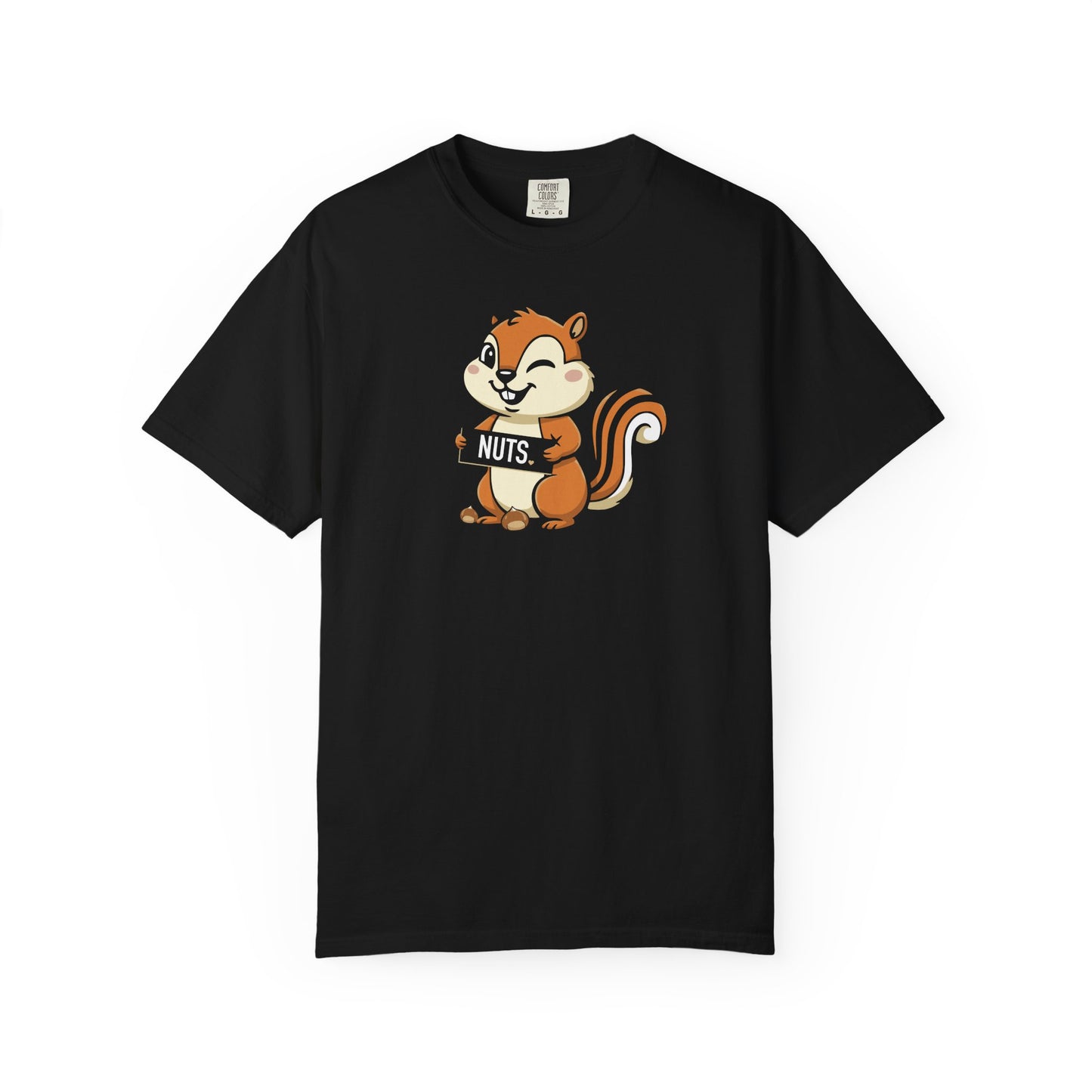 "Chestnuts: Nuts" Couples Tee - Chipmunk Holding 'NUTS' Funny Chestnut Graphic T-Shirt