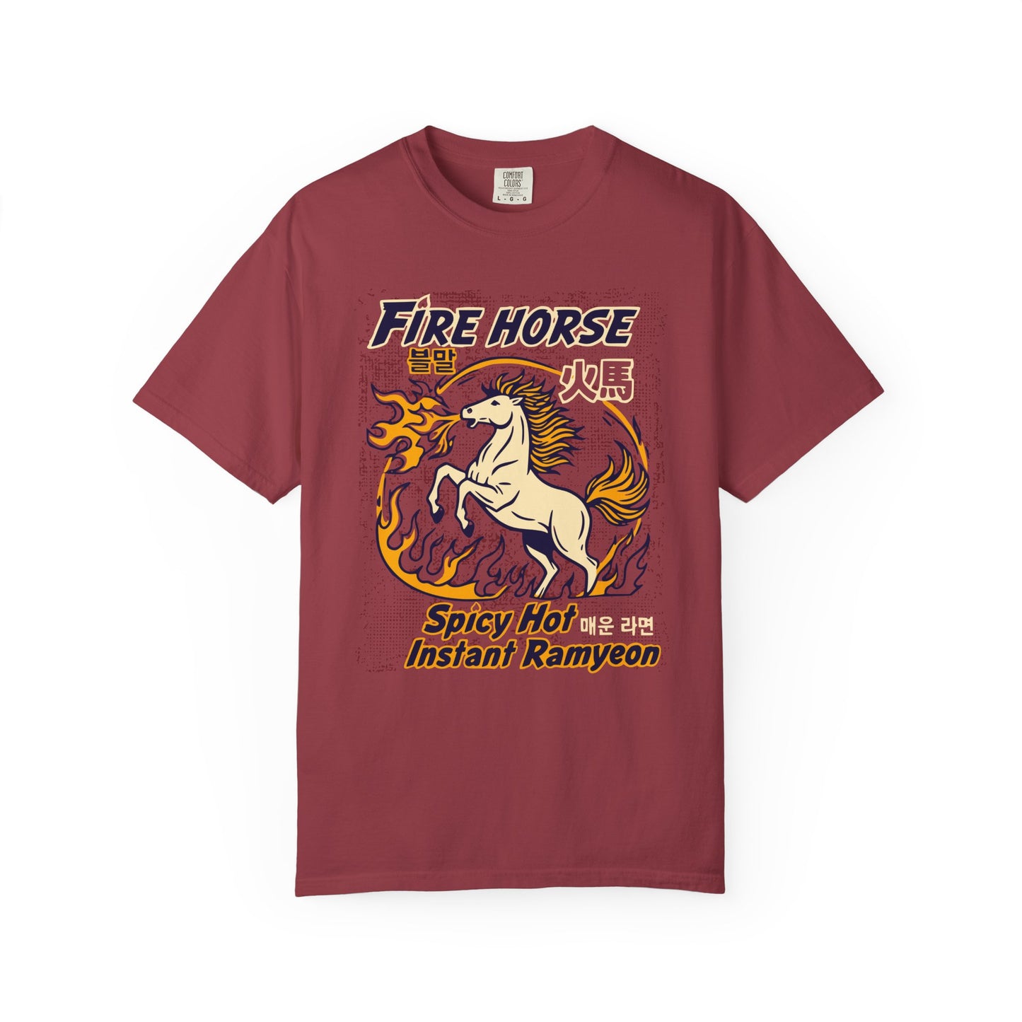 'Fire Horse' Spicy Hot Instant Ramyeon T-Shirt — Retro Lunar New Year Graphic Tee