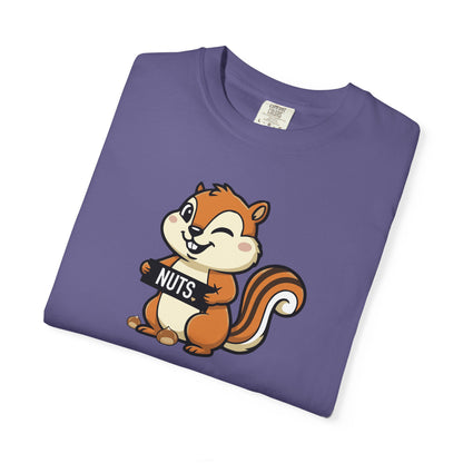 "Chestnuts: Nuts" Couples Tee - Chipmunk Holding 'NUTS' Funny Chestnut Graphic T-Shirt