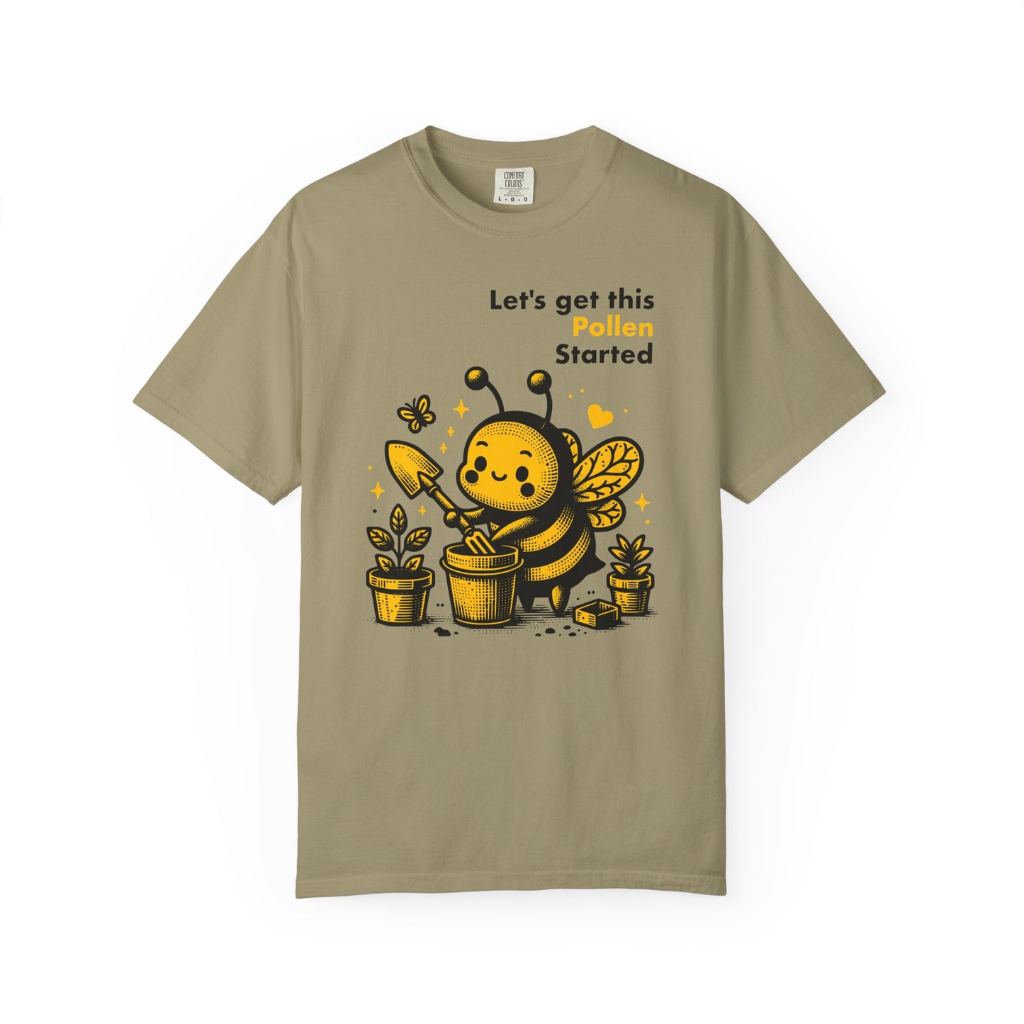"Let's Get This Pollen Started" Bee Gardening T-Shirt — Cute Beekeeper Planting Party Tee