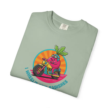 “Wheelie Like Radishes” T-Shirt —  Retro Radish Lover Vegan Cycling Graphic Tee