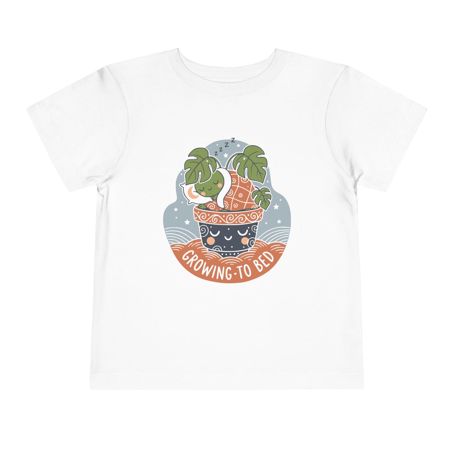 "Growing To Bed" Toddler Tee — Cute Sleeping Plant Pot Graphic