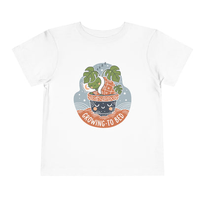 "Growing To Bed" Toddler Tee — Cute Sleeping Plant Pot Graphic