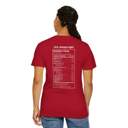 Mrs. Always-Right Couples Tee  — "mrs. always right" Front Text with 'Nutrition Facts' Back Print T-Shirt