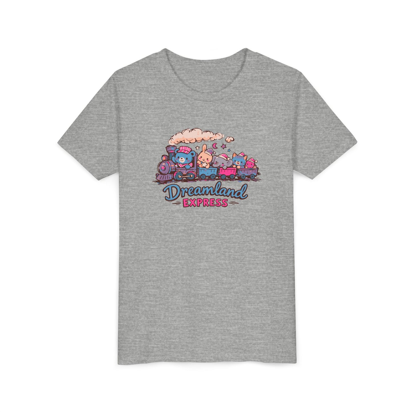 "Dreamland Express" Youth Tee — Cute Train & Animal Crew Kids Shirt