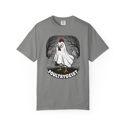 Poultrygeist T-Shirt — Funny Ghost Chicken Halloween Tee
