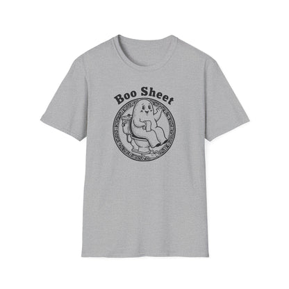 Boo Sheet T-Shirt — Funny Ghost on Toilet Halloween Tee