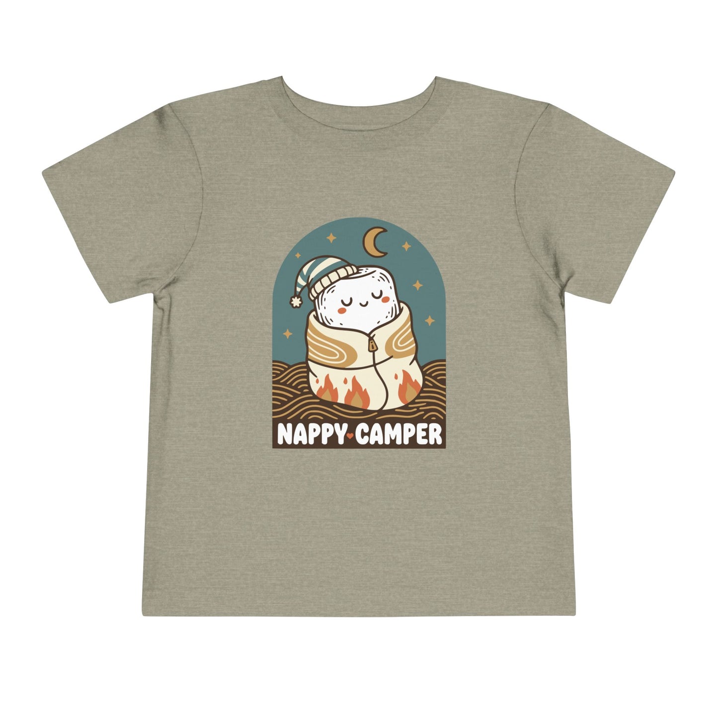 "Nappy Camper" Toddler Tee — Cute Sleeping Camper Graphic Shirt