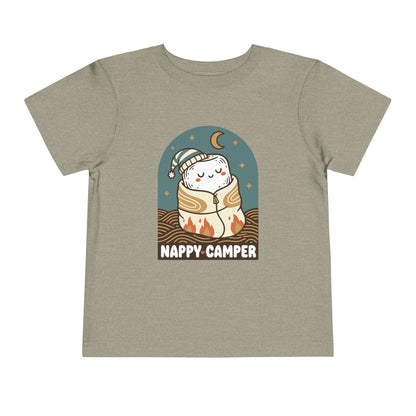 "Nappy Camper" Toddler Tee — Cute Sleeping Camper Graphic Shirt
