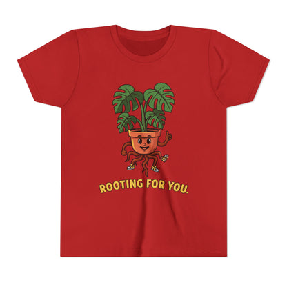 "Rooting For You" Youth Tee — Cute Plant Pot Support Graphic T-Shirt