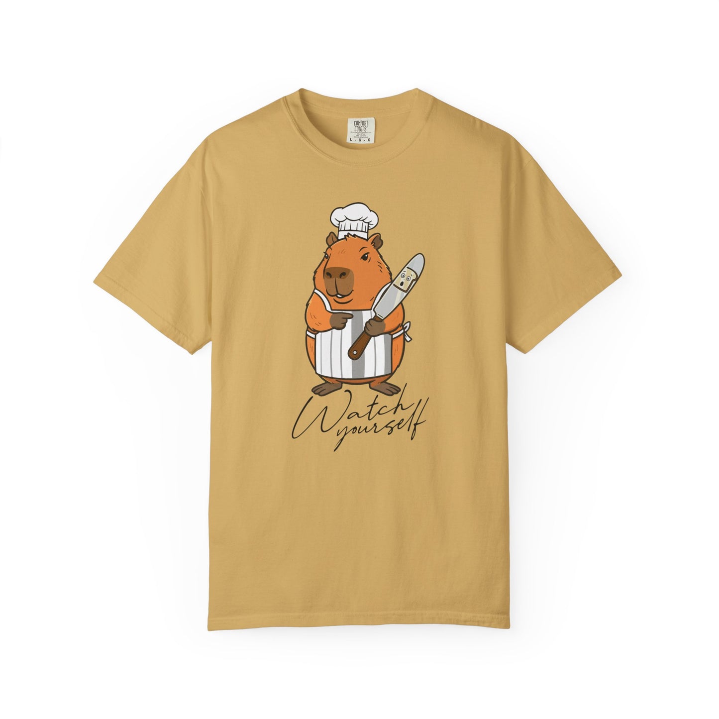 Capybara Chef T-Shirt — "Watch Yourself" Cute Cooking Animal Tee