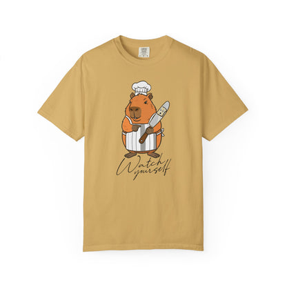 Capybara Chef T-Shirt — "Watch Yourself" Cute Cooking Animal Tee