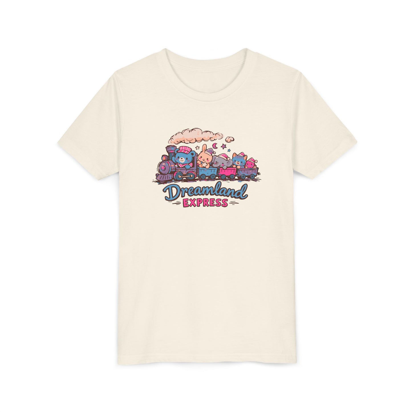 "Dreamland Express" Youth Tee — Cute Train & Animal Crew Kids Shirt