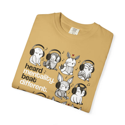'Heard Mentality. Beat Different.' T-Shirt — Headphone Bunny Animals Graphic Tee