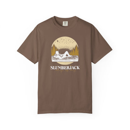 Slumberjack Campfire Graphic T-Shirt — Relaxing Night Sky Outdoor Tee