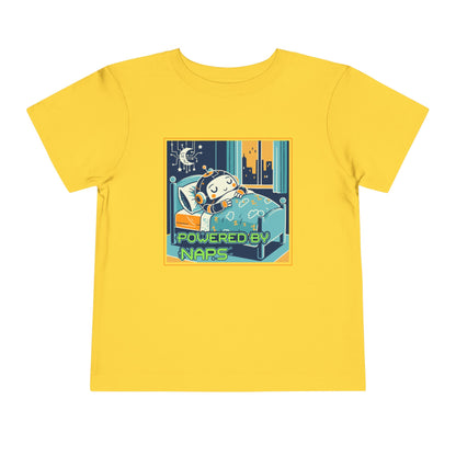 "Powered by Naps" Toddler Tee — Cute Sleepy Robot Android Graphic T-Shirt